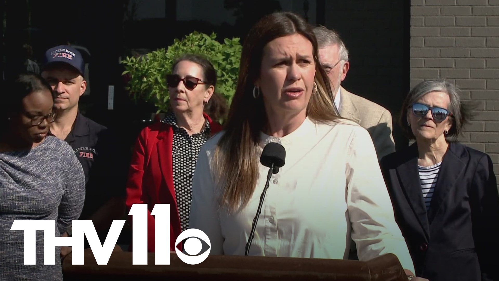 Gov. Sarah Huckabee Sanders met with community members to reflect on the hurt and healing throughout Arkansas since the tornado on March 31, 2023.
