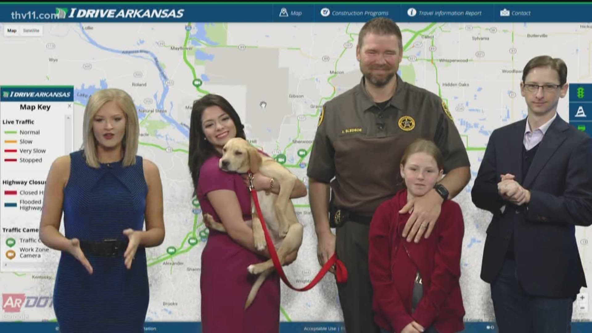 Deputy Bledsoe brought his daughter Audrey and his pup Bo to help send him off.