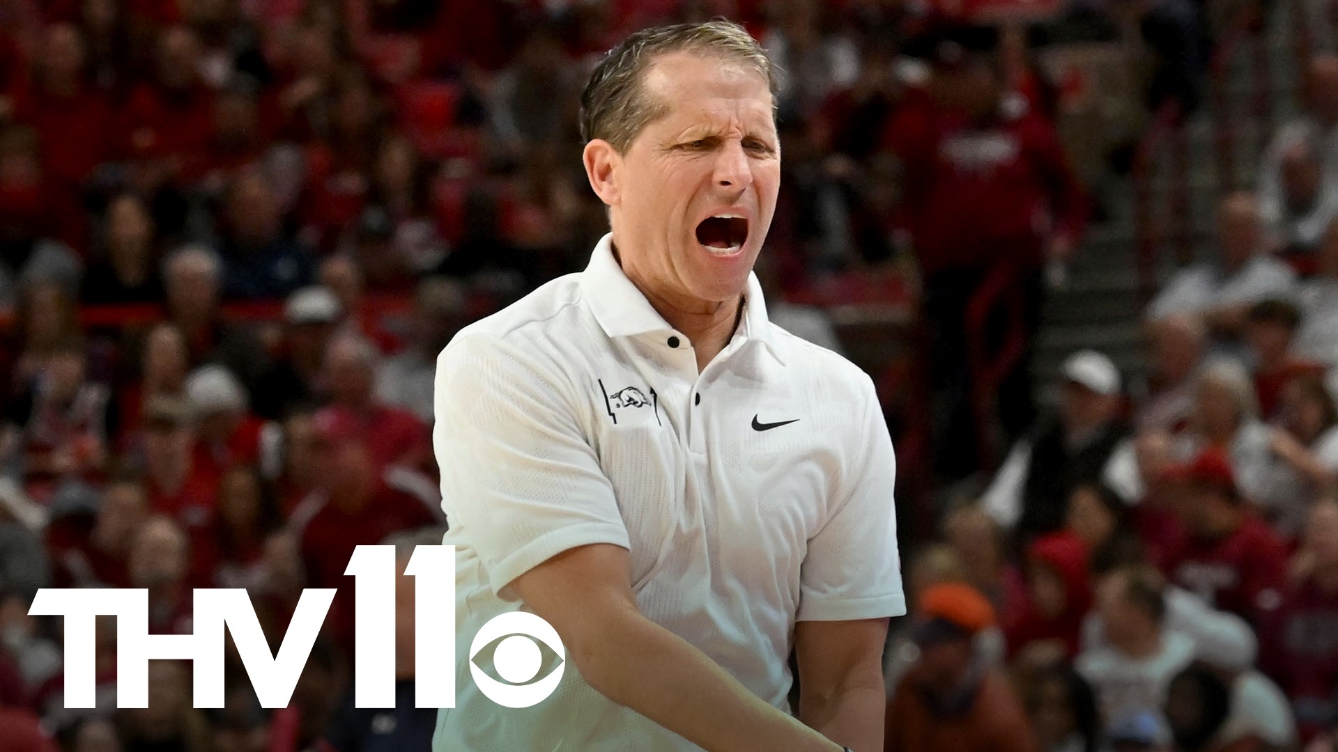 Arkansas coach Eric Musselman speaks to the media following the Razorbacks' 76-66 loss to Georgia. The Hogs are 0-2 in SEC play.