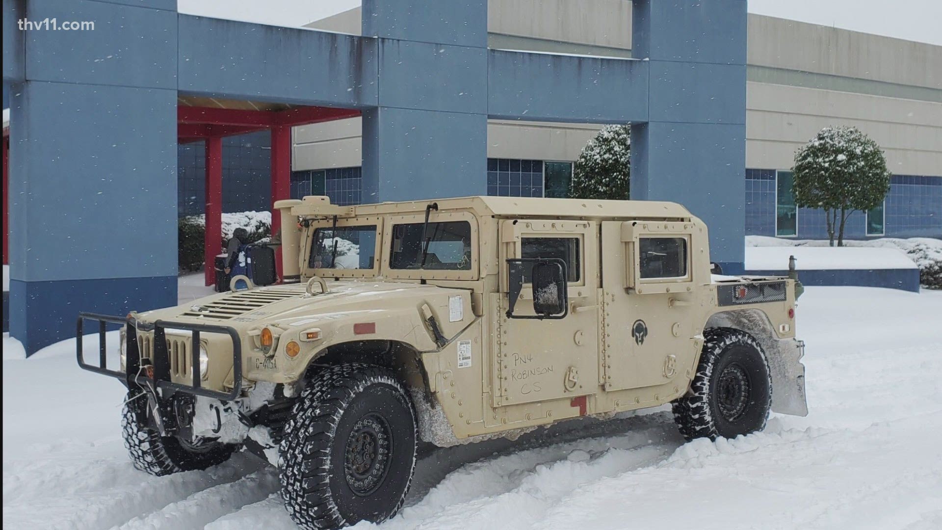 You know it's a serious snowstorm when the Arkansas National Guard is out helping the public with their emergencies.