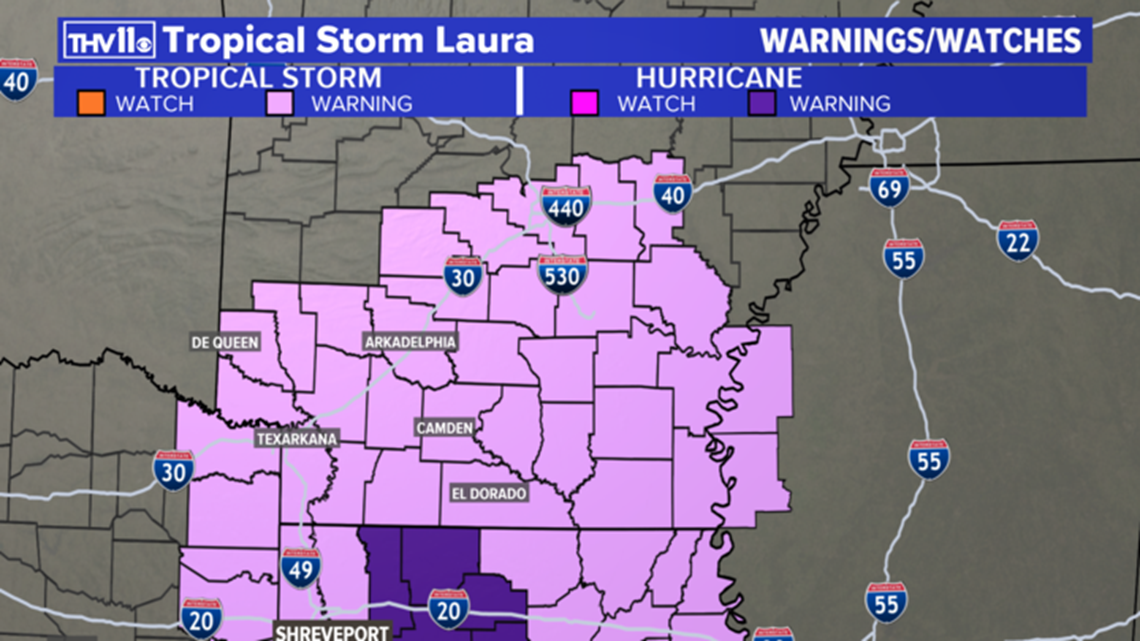 Tornado warnings issued as Laura moves through Arkansas