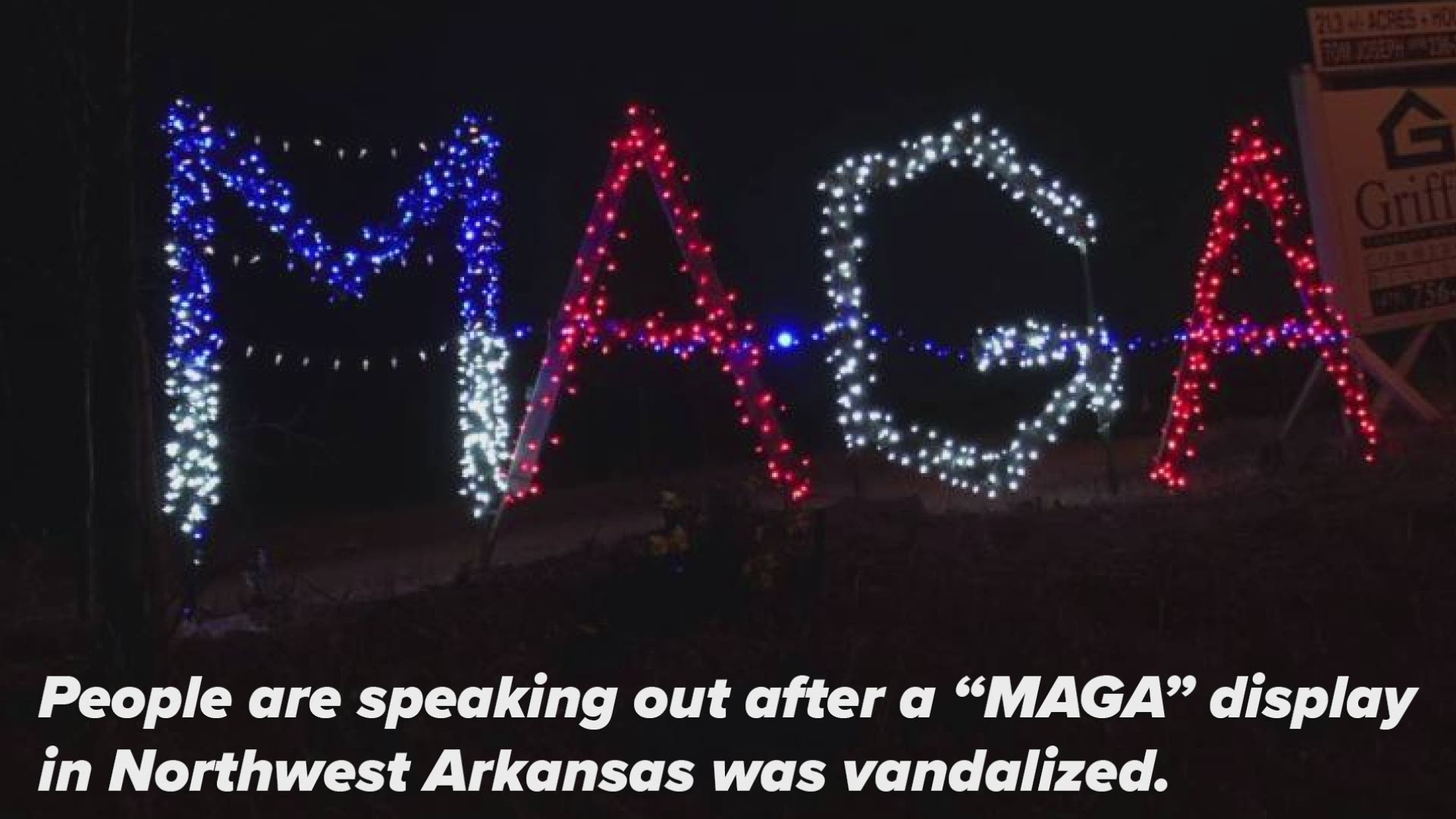 'MAGA' light display in northwest Arkansas vandalized