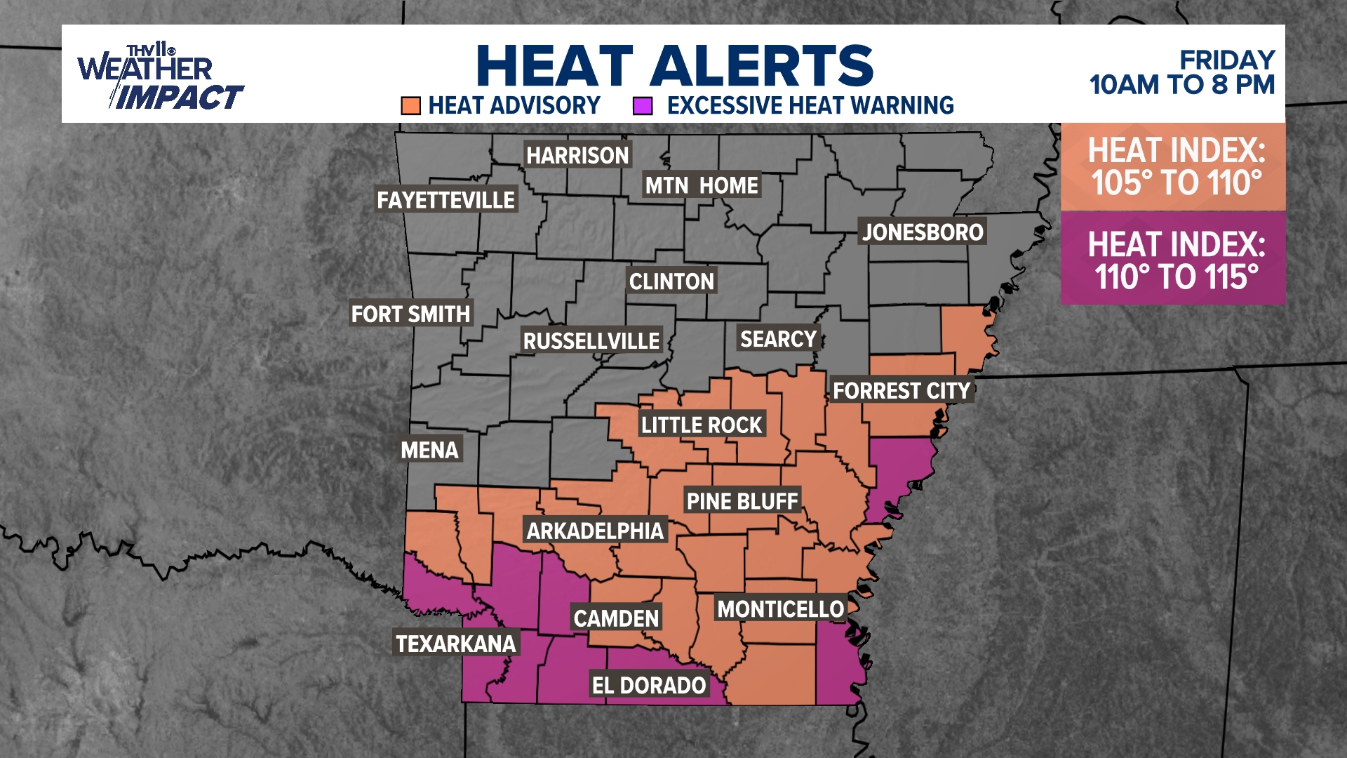 Several Arkansas counties to see dangerous heat through Friday | thv11.com