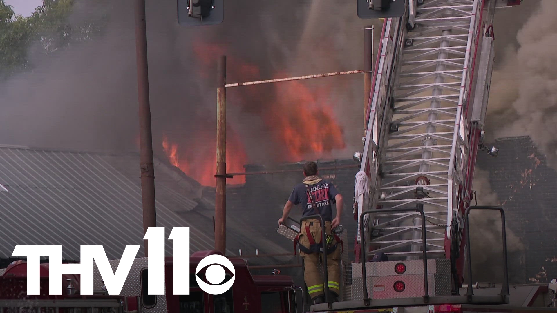 The Little Rock Fire Department was working to put out a fire that sparked at a building on Asher Avenue on Monday night.