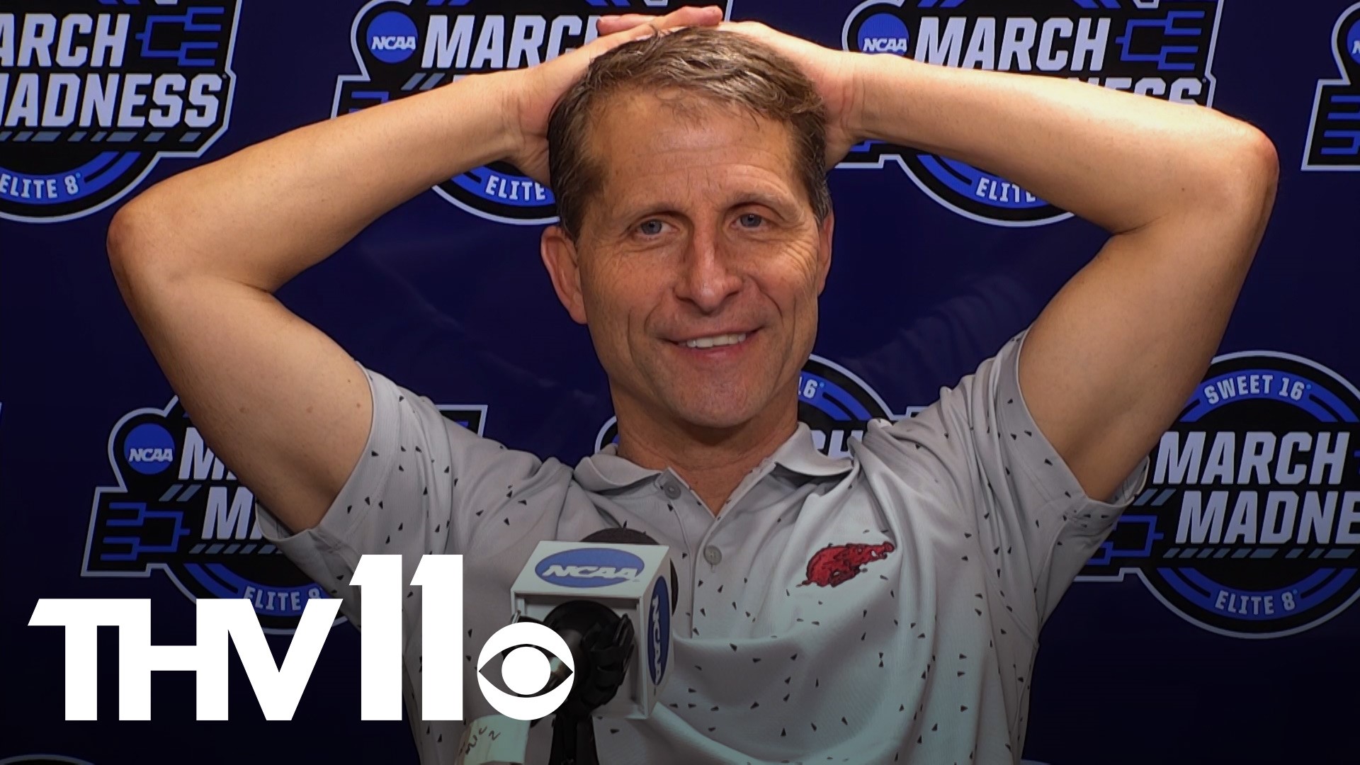Eric Musselman discusses the 72-70 win over Oral Roberts and the Hogs first appearance in the Elite Eight since 1995.