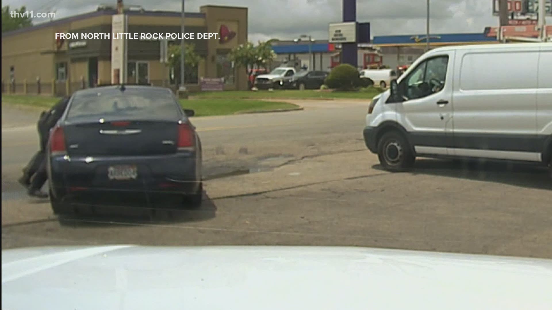 We're getting a look at the traffic stop where a North Little Rock police officer was dragged by a fleeing car.