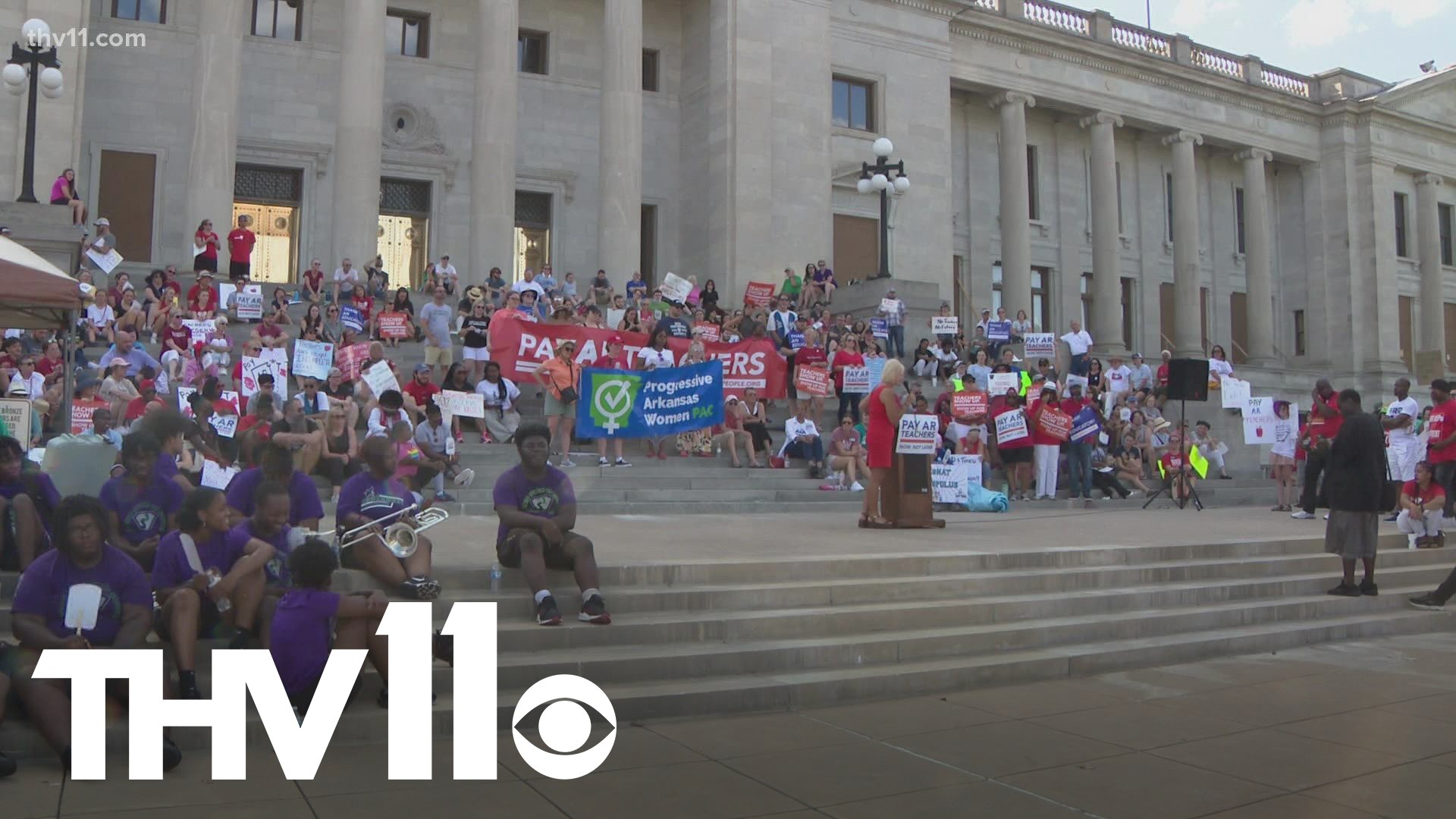 The familiar issue of teacher pay got renewed attention at the state capital as supporters of the movement continue to push for a change.