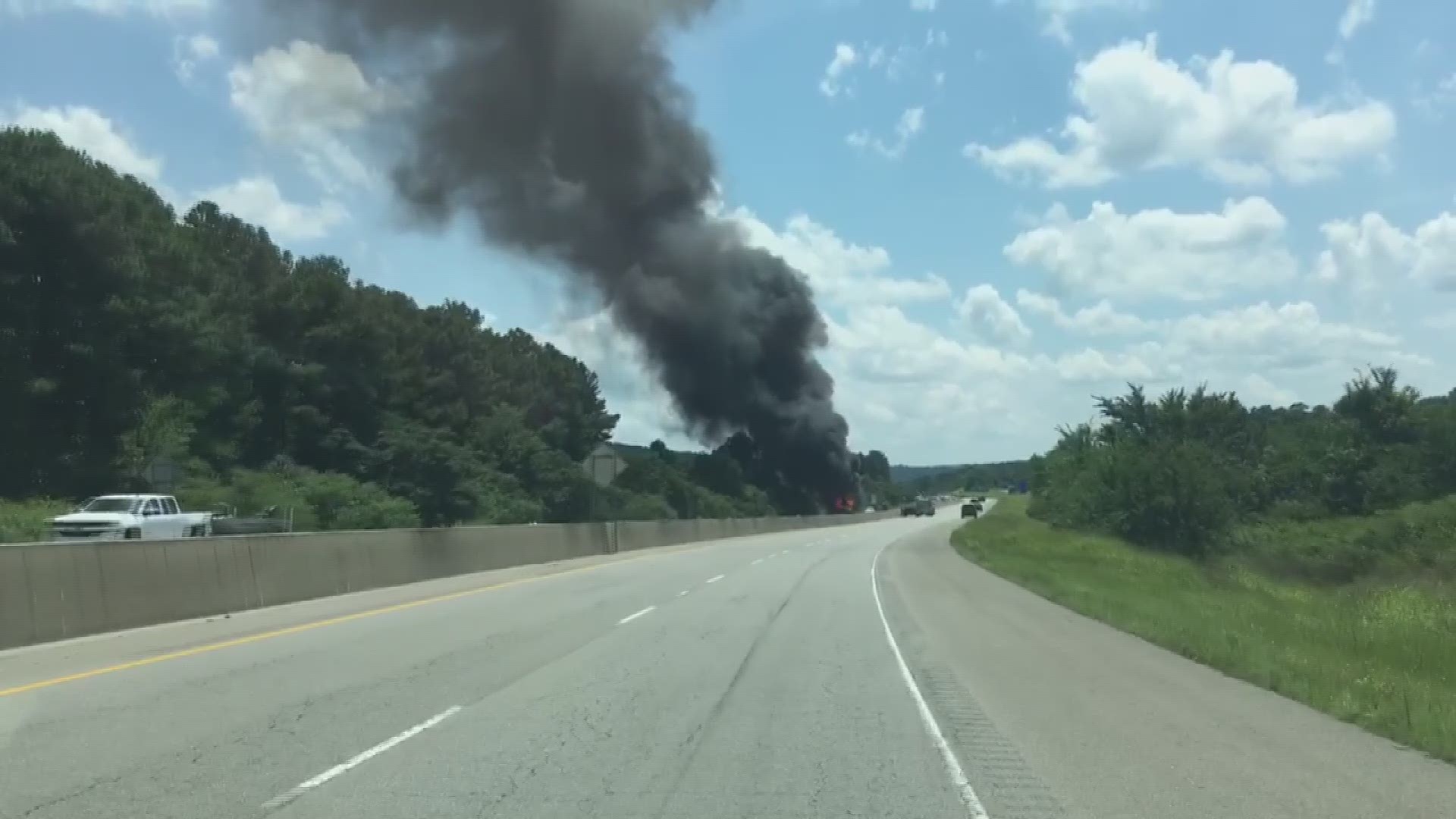 THV11's very own Laura Monteverdi was traveling near the fire just before 2 p.m. and was able to capture video.