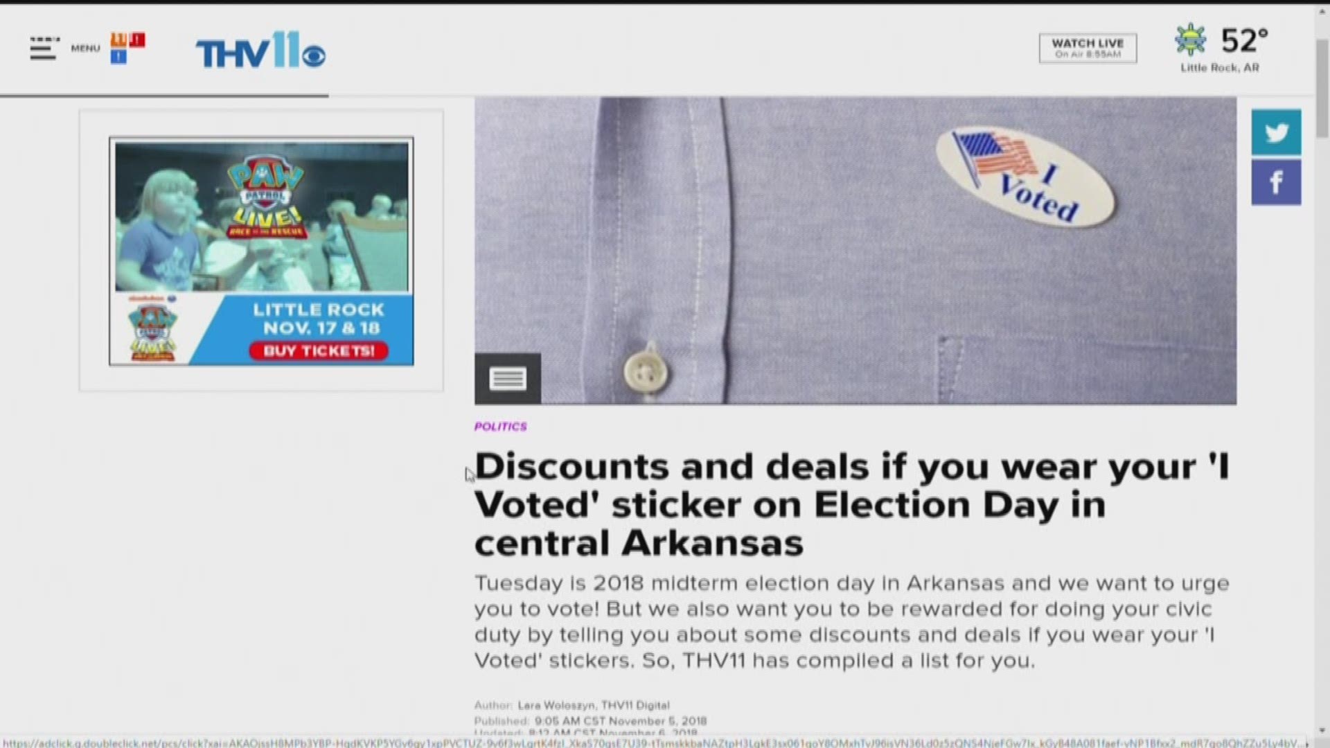 A list of businesses in central Arkansas that are offering deals and discounts if you wear your 'I voted' stickers.