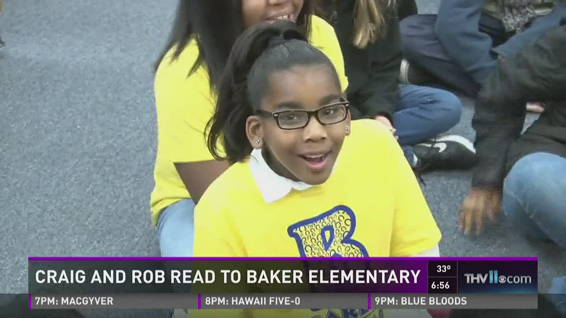Craig read at Baker Elementary ahead of Rob's appearance in the morning.