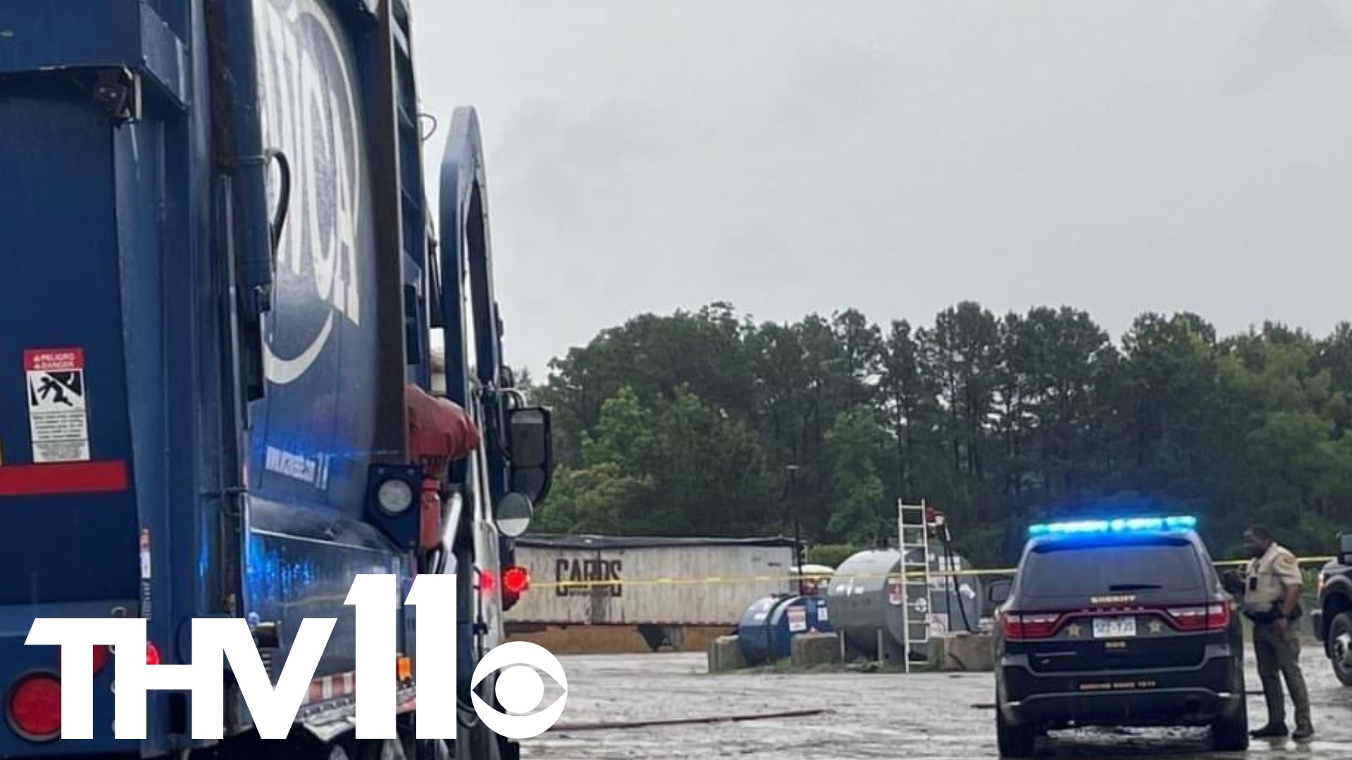 Deputies are responding to a scene scene where a dead body was found in a truck that was being offloaded at Central Arkansas Recycling in Little Rock