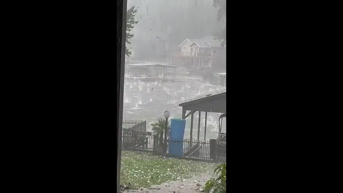 Hail on Lake Hamilton