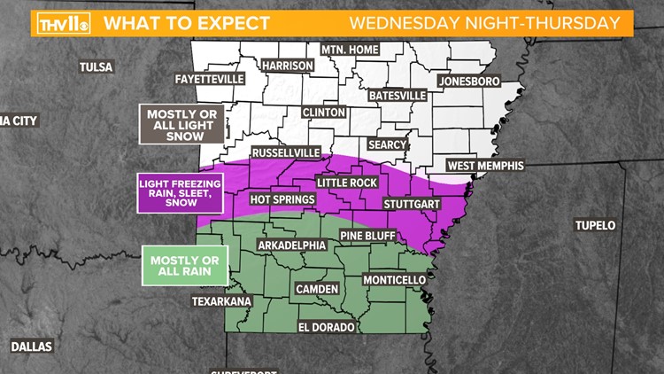 Low-impact winter weather possible Thursday morning