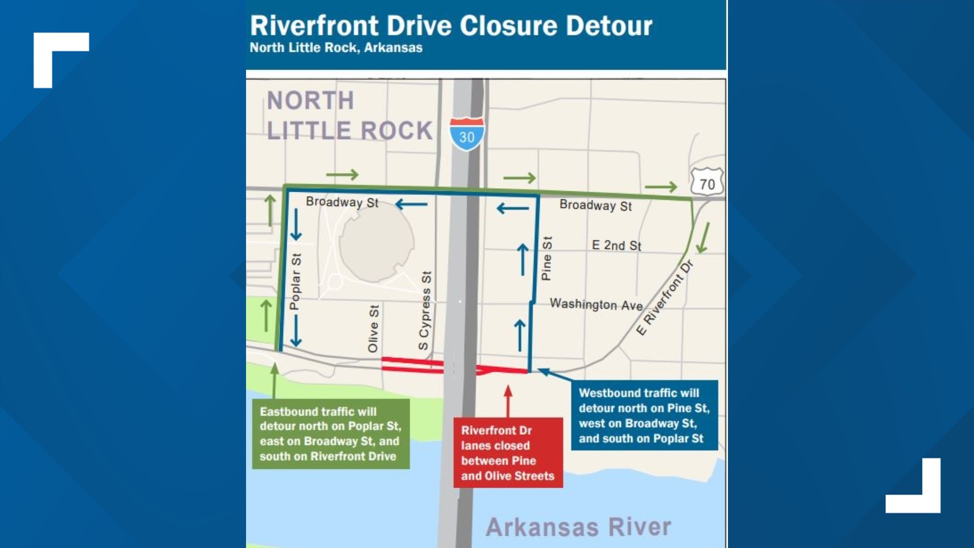 I-30 River Bridge demo will shut down Riverfront Drive this week ...