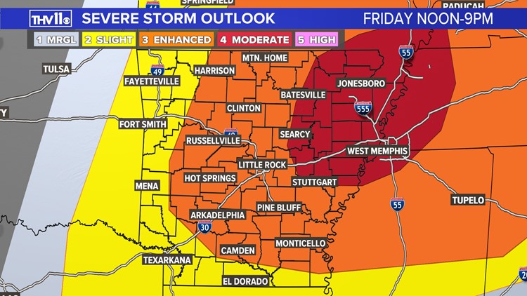 Another round of severe storms expected to impact Arkansas Friday