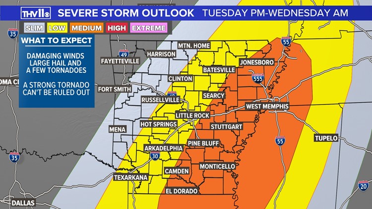Arkansas to see strong severe storms Tuesday night