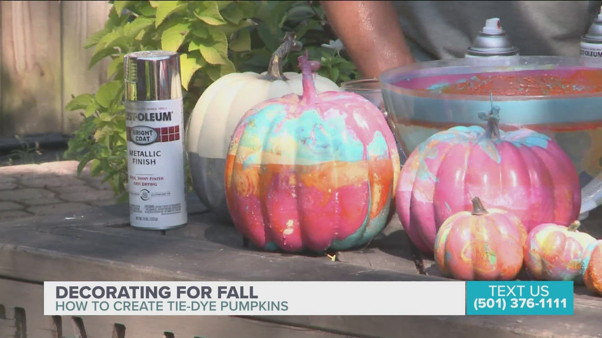 Tie-dye pumpkins is an outdoor project the family can do together for the fall season.