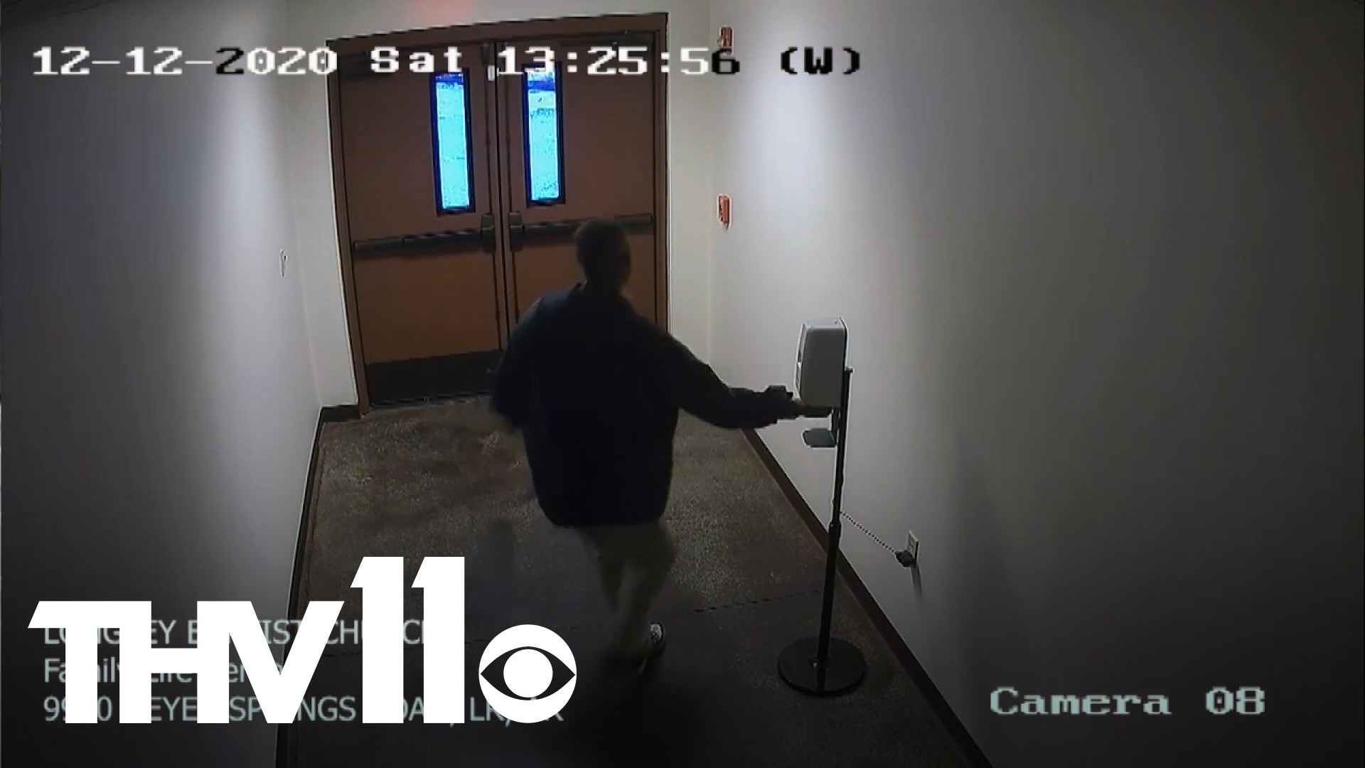 An intruder made sure to sanitize his hands after breaking into a local church and getting spooked by the security system.