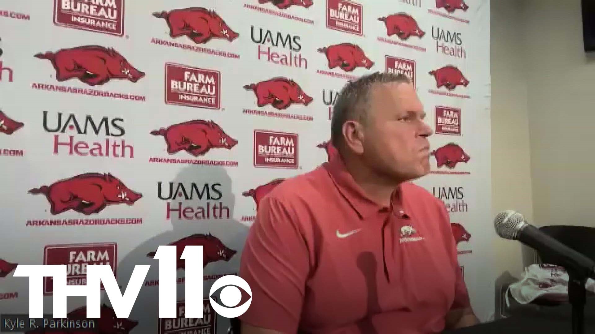 Sam Pittman talks about the Razorbacks' loss to Mississippi State and his hopes for the rest of the season.