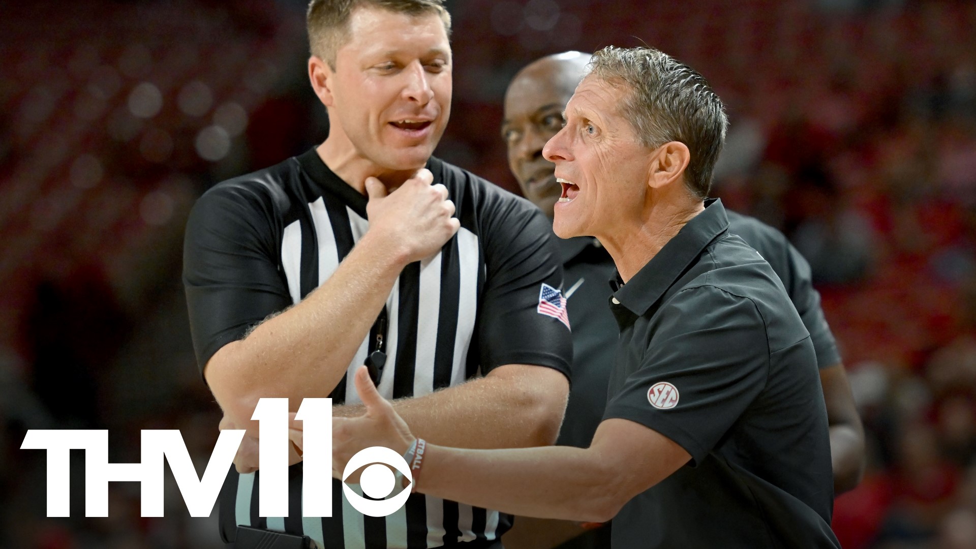 Arkansas coach Eric Musselman talks with the media following the Razorbacks' 90-68 road loss to Florida. The Hogs are now 0-3 in SEC play.