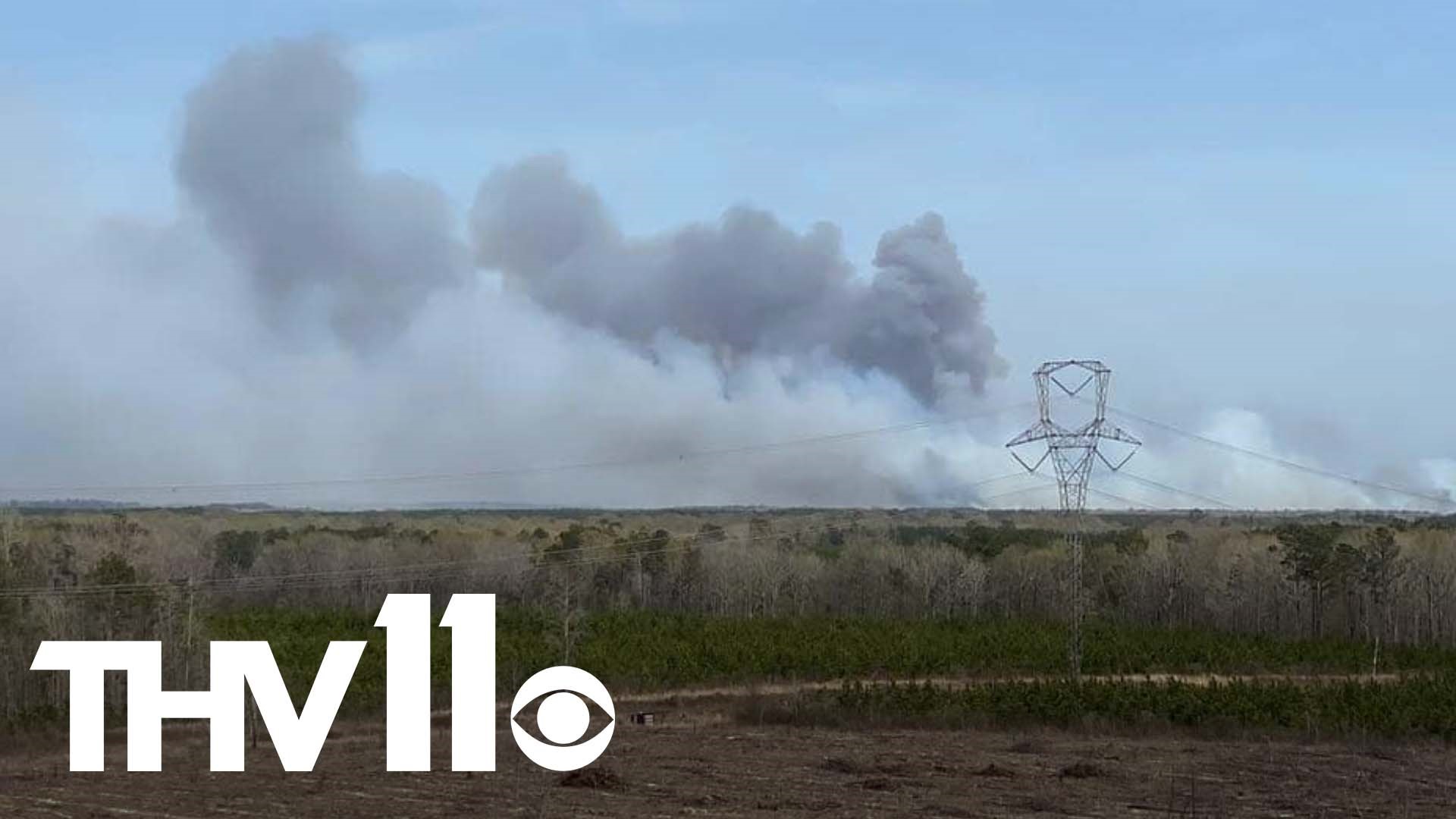 Arkansas authorities are working to fight a wildfire in the city near Highway 35 and Grant County Road 51.