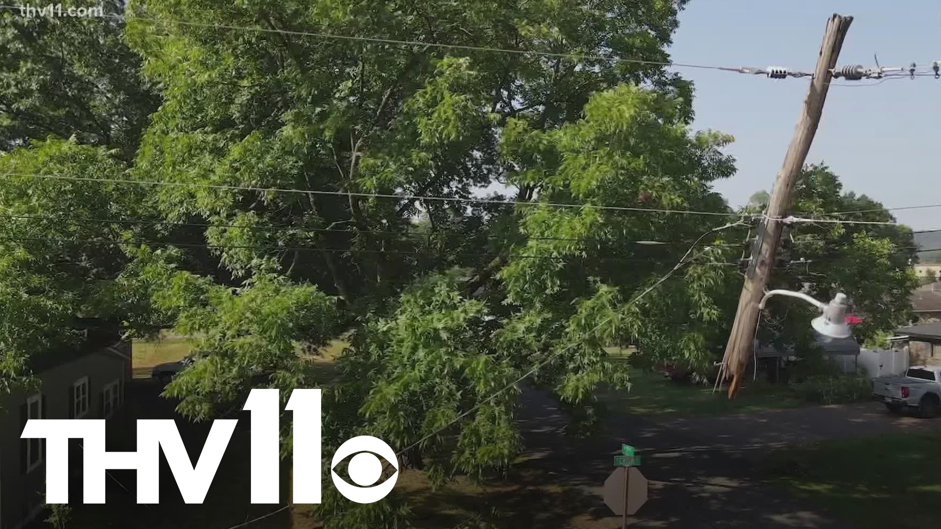 Strong storms across the River Valley knocked down trees and powerlines all over Paris, Arkansas. The outage has also impacted the city's water treatment plant.