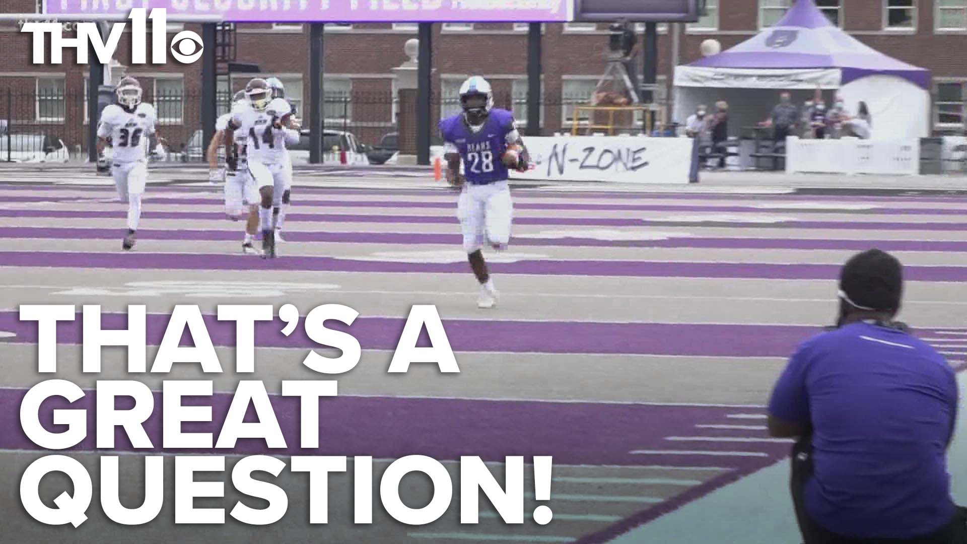 UCA's football field has become unmistakable over the years, and has even been used as a recruiting tactic. But, why are the field's stripes that color?