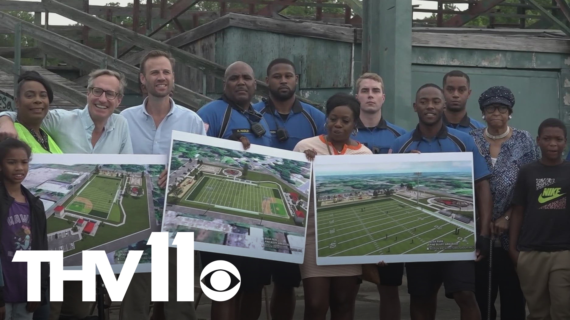 Pine Bluff officials started the groundbreaking of a new multipurpose park by demolishing the old Bush Field. The city says the park will include skating and more.