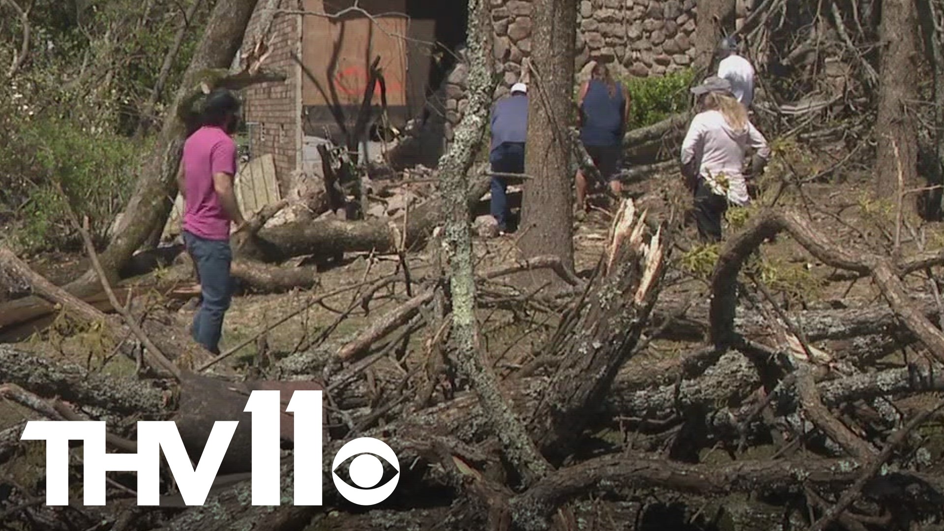 Community members are pitching in to help clean up from Friday's tornado.