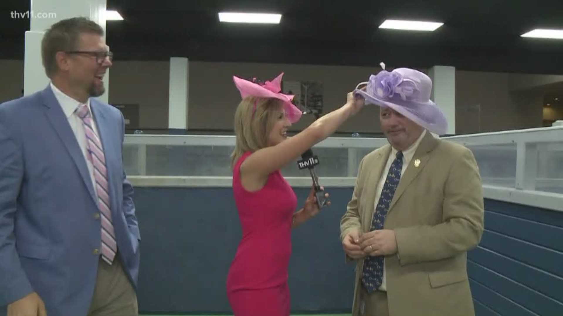 David Longinotti joins Laura and Adam in colorful derby hats.