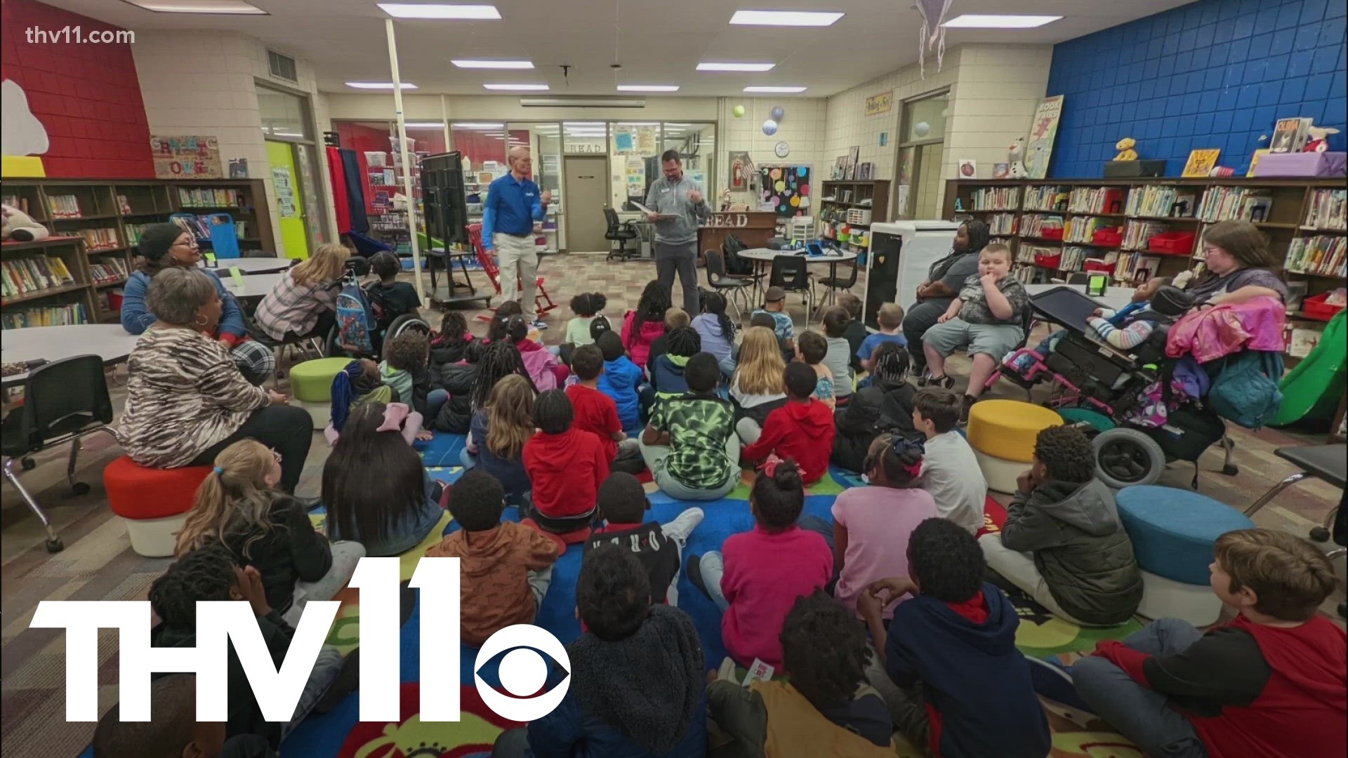 Craig O'Neill's Great Book Bracket continued today at Murrell Taylor Elementary where the book "The Day the Crayons Quit"  advances to the next round in the bracket.