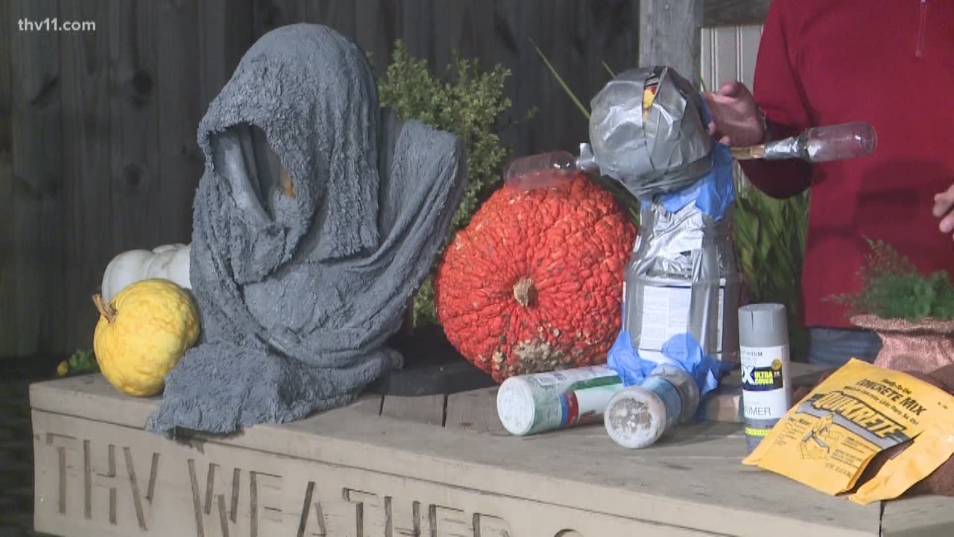 Chris H. Olsen shows how some towels and concrete can make a spooky outdoor man decoration for your home.