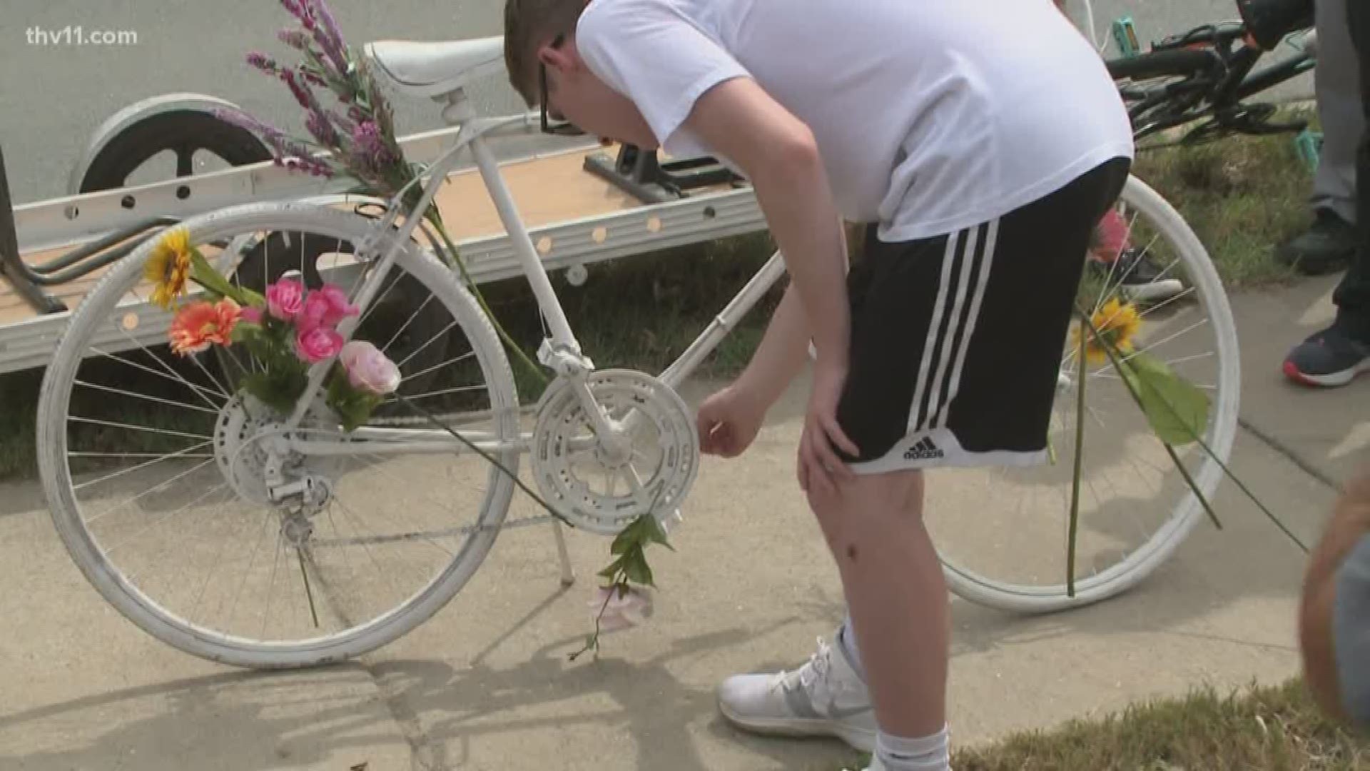 A Ghost Bike marks the spot where avid cyclist John Mundell was hit by a car that drove off.