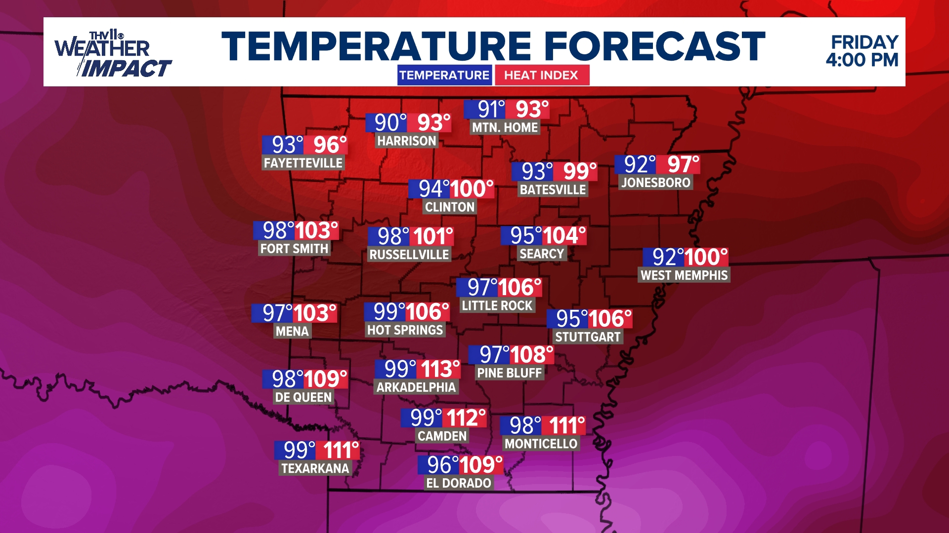 Several Arkansas counties to see dangerous heat through Friday | thv11.com