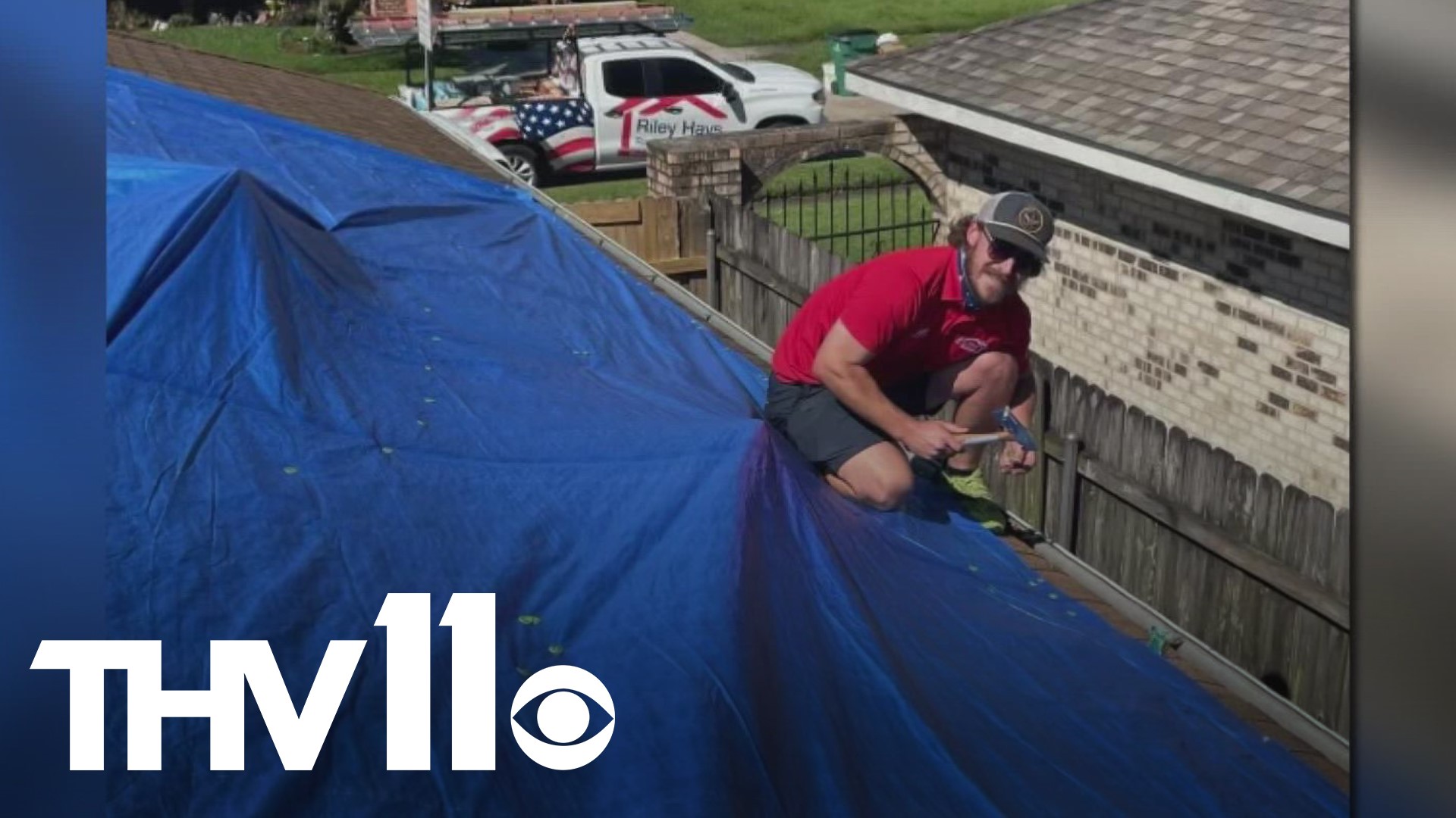 Riley Hays and his crew have been in Louisiana helping with cleanup relief since September. But, he's back home for a few days to spend the holidays with his family.