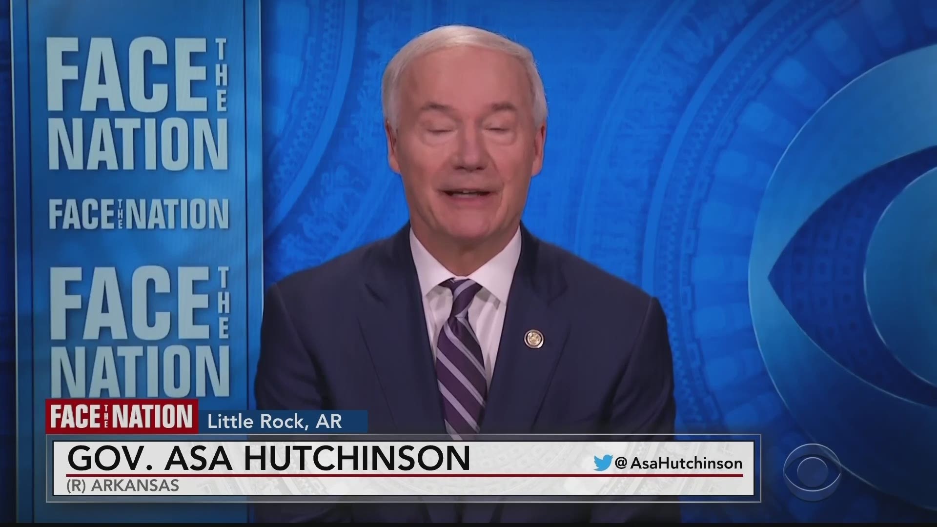 Governor Asa Hutchinson expressed his concern about the coronavirus outbreak on "Face The Nation" Sunday.