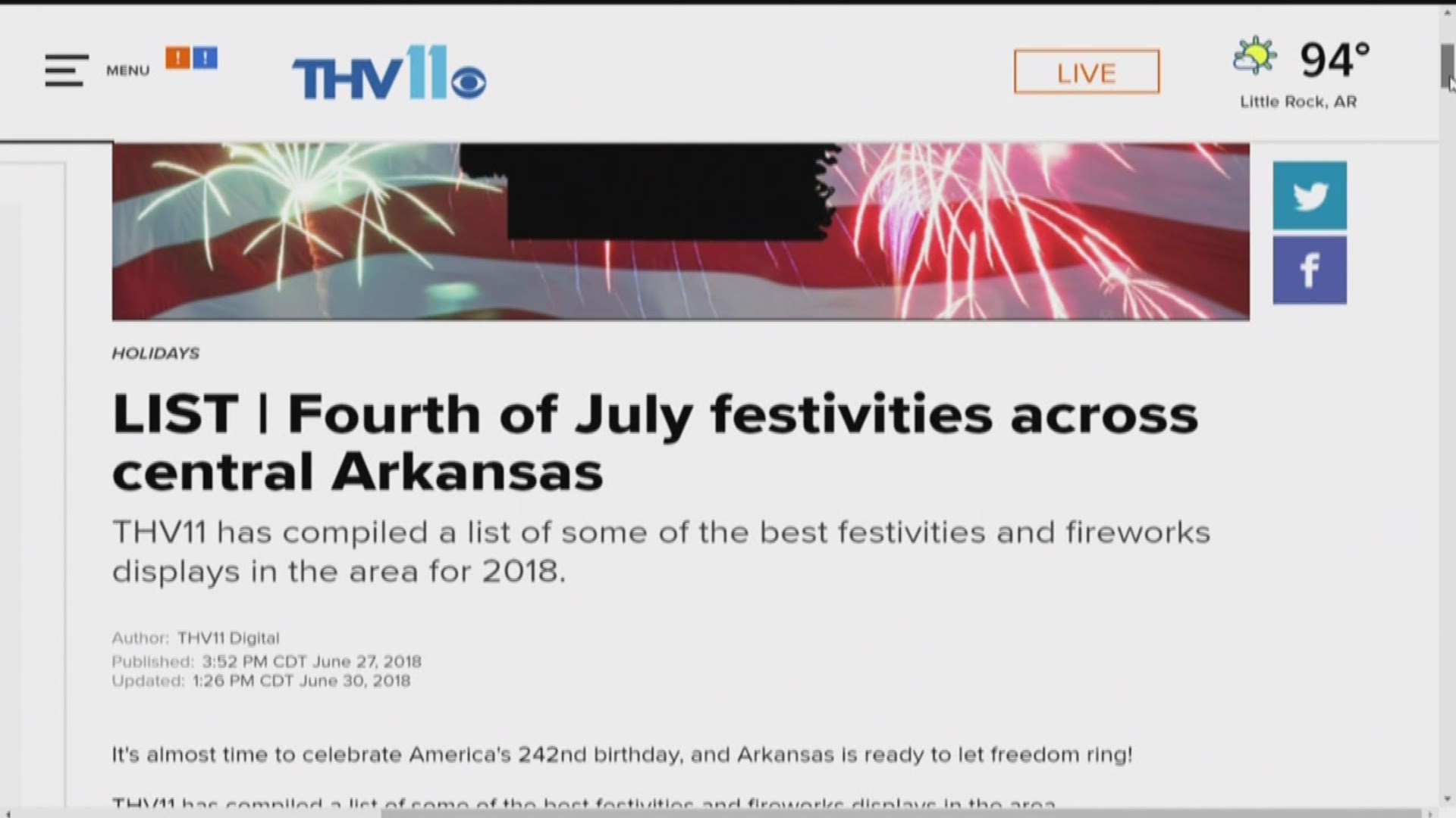 You can find the list of Fourth of July activities on THV11.com