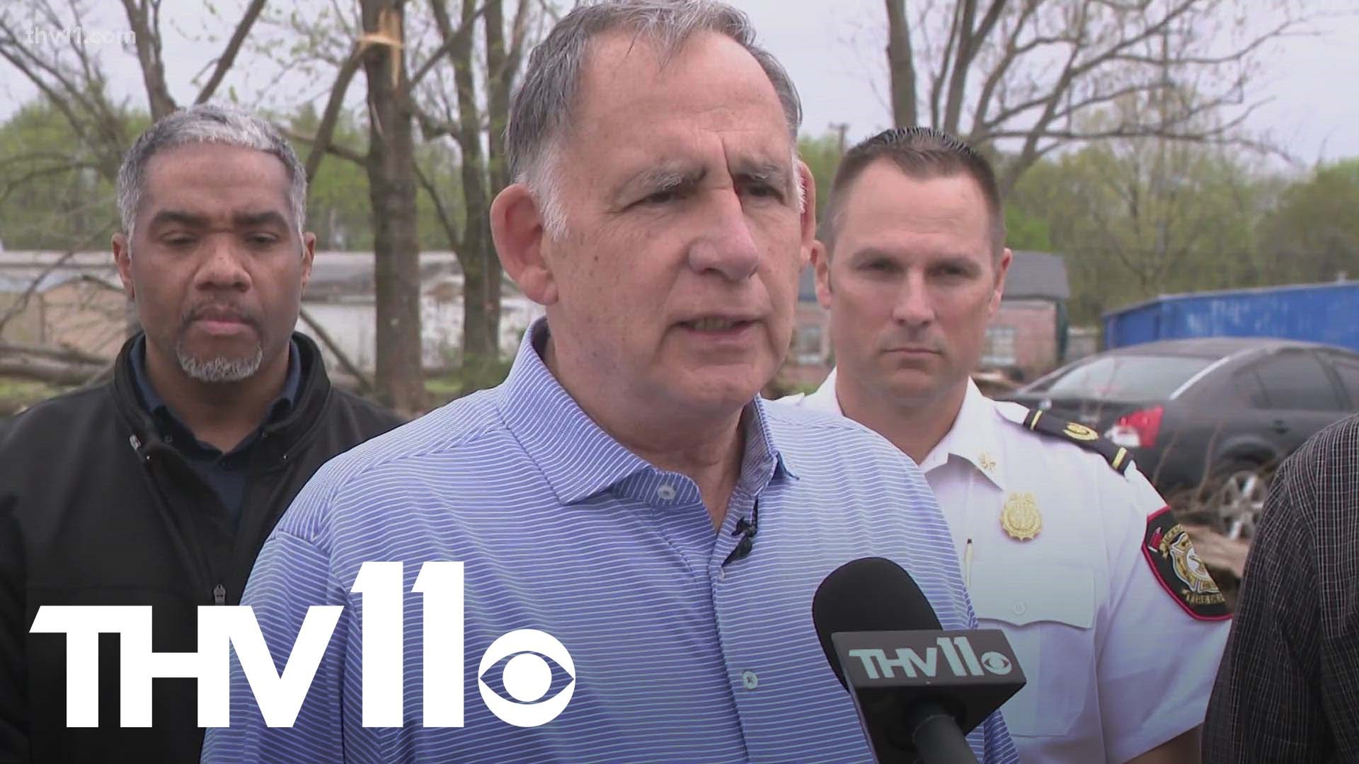 After last week's tornadoes left the city with major damage, Sen. John Boozman surveyed the city where recovery efforts are continuing.