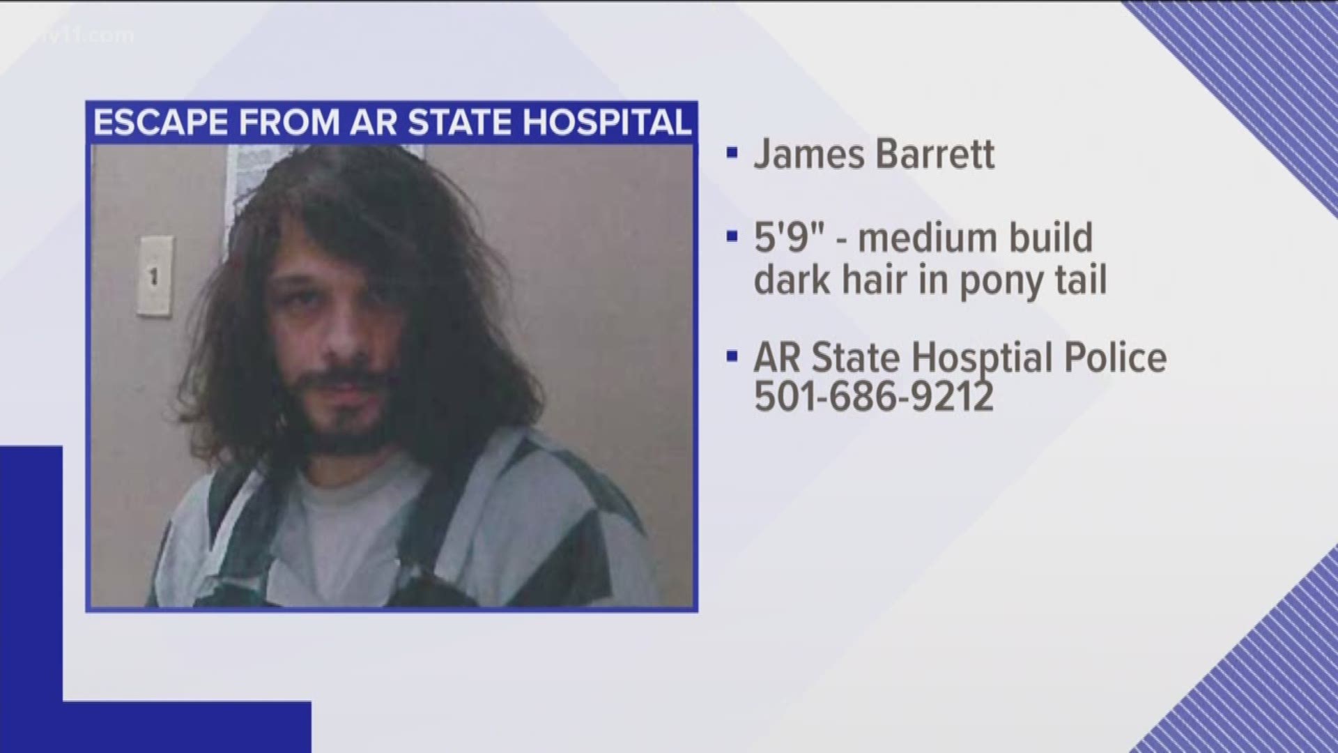 A man has escaped from the the Arkansas State Hospital, and authorities are asking people to keep an eye out.