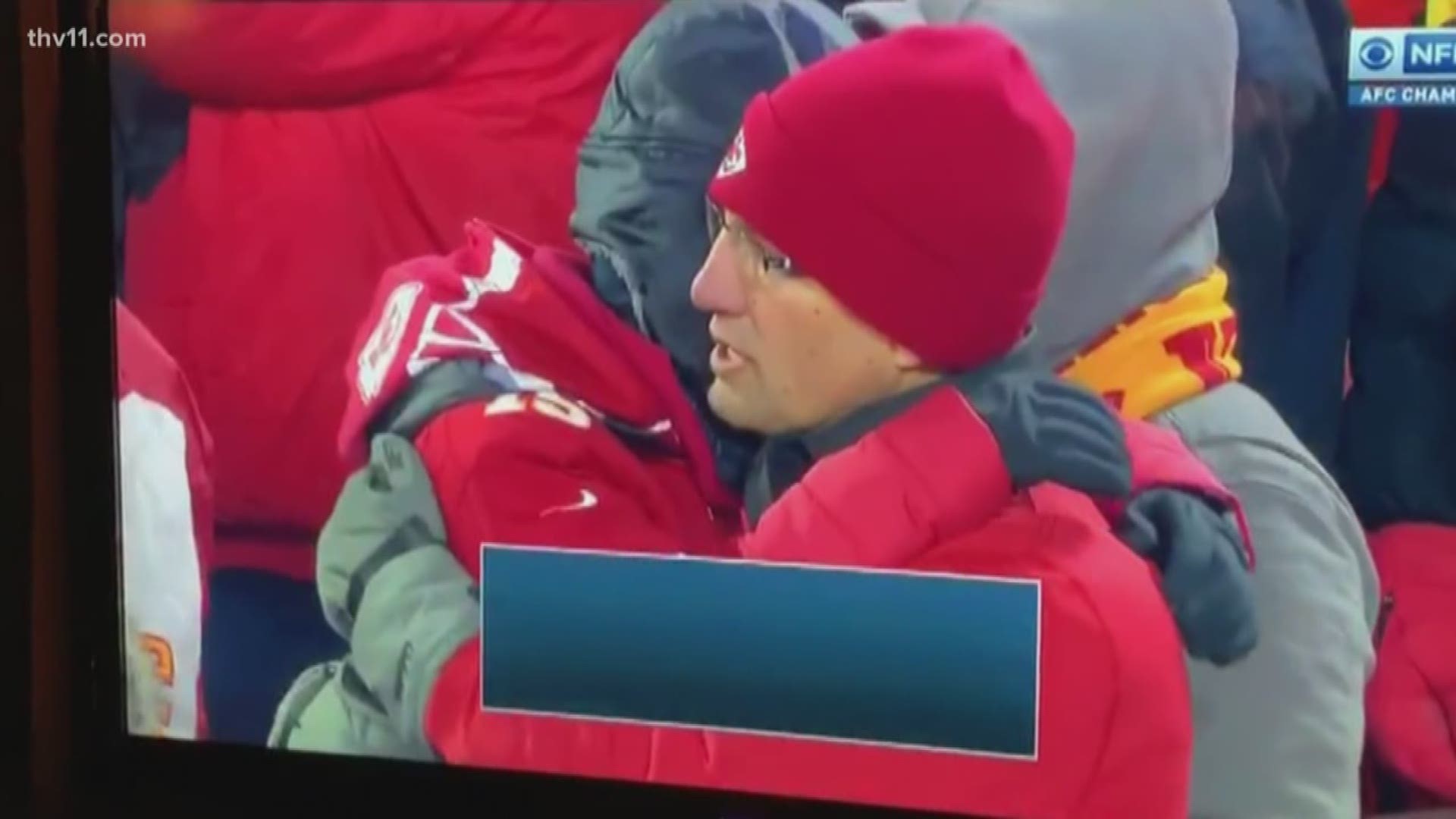 A touching moment was caught on camera of a father consoling his son after a Chiefs game last January. That father-son duo is right here from Little Rock.