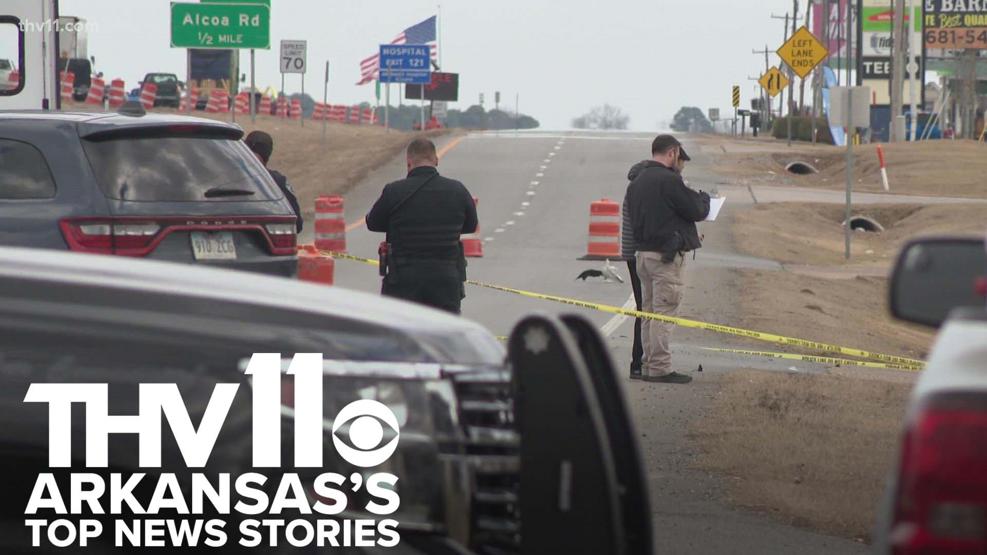 Rolly Hoyt presents Arkansas's top news stories for January 16, 2023, including updates on a shooting investigation in Mayflower and a hit-and-run in Benton.