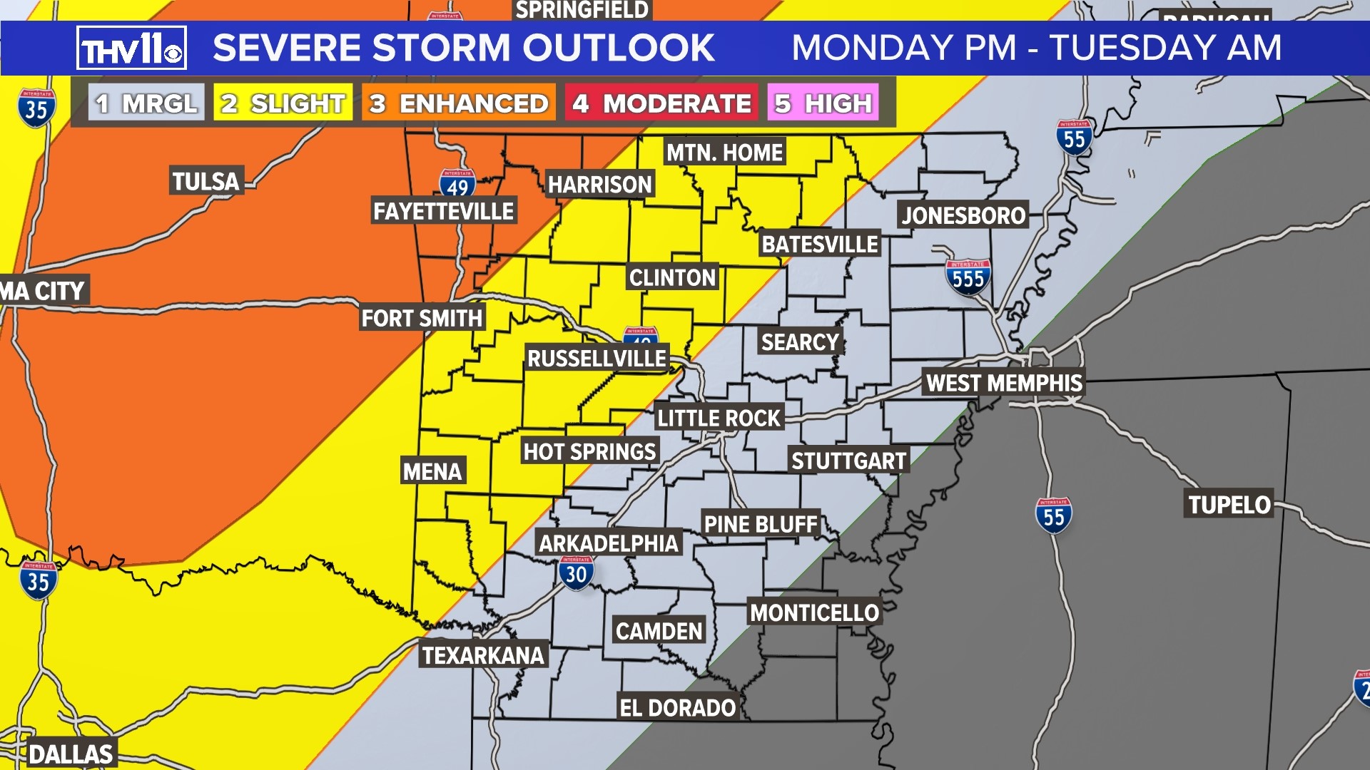 Arkansas to see spring storms Monday night