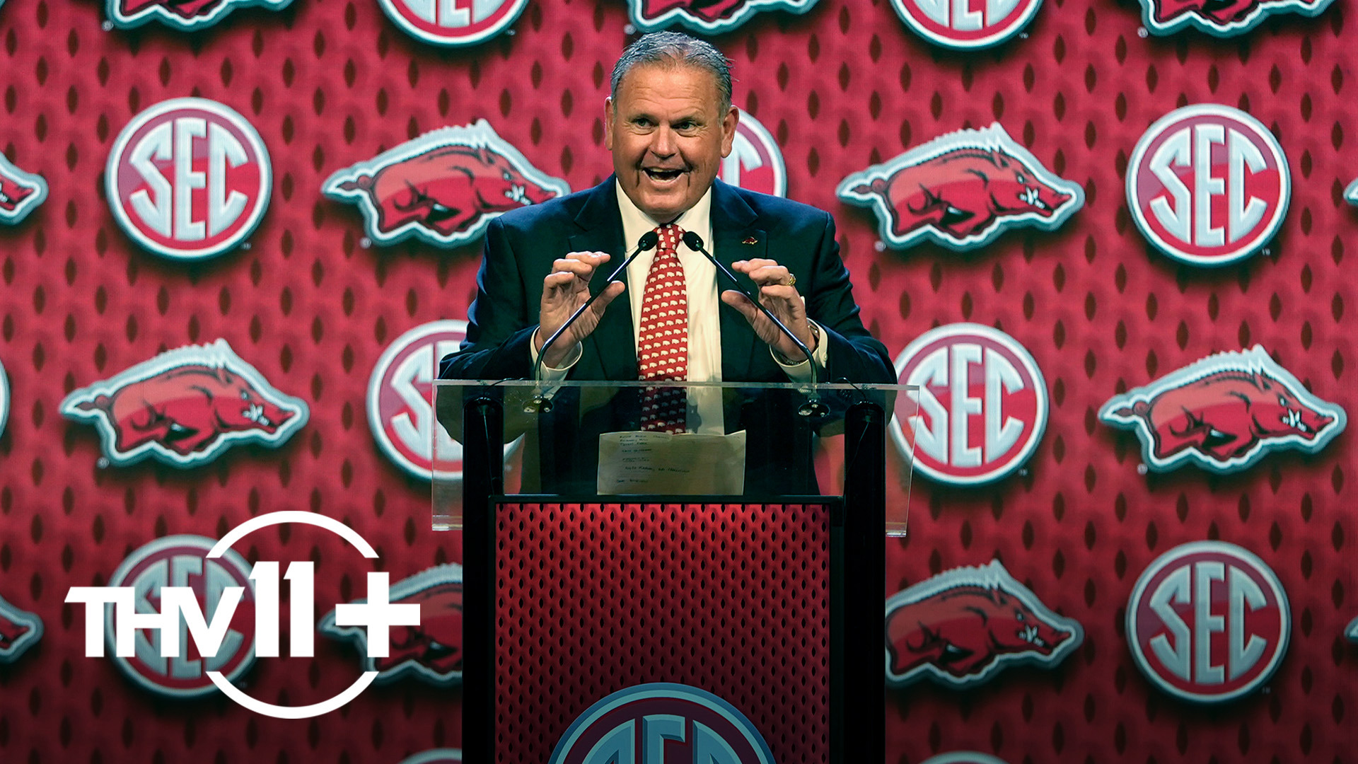 The Head Hog himself, Sam Pittman, discusses the upcoming Razorback football season while at SEC Media Days in Dallas, Texas.