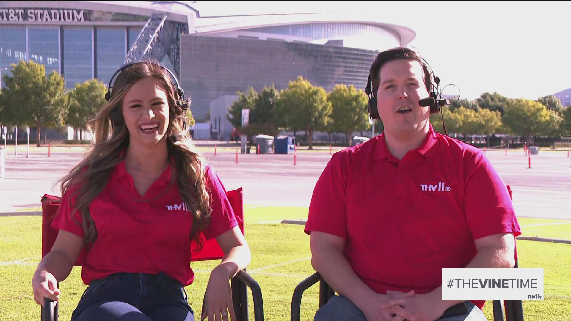 Go Hogs Go! Hana and Hayden are live in Arlington ahead of the Razorback game on Saturday.