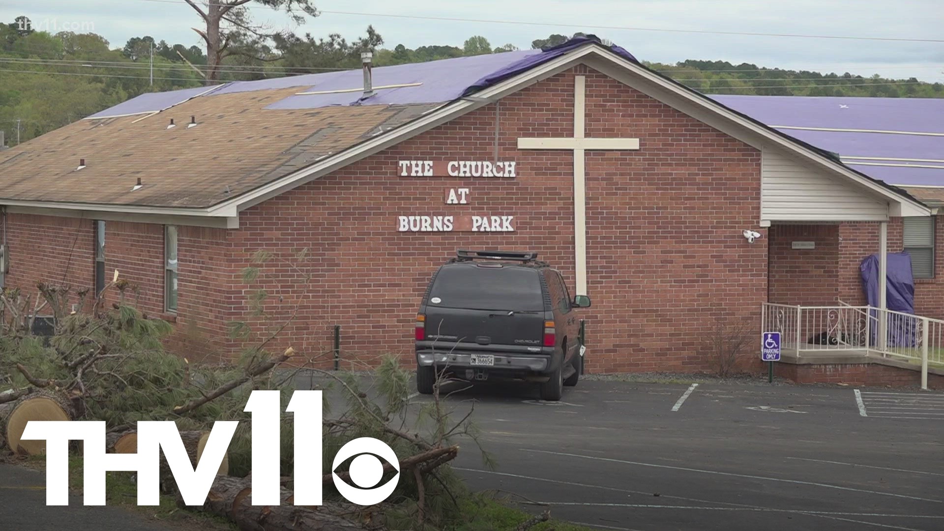 The Church at Burns Park's roof was damaged and some of their surrounding buildings are completely damaged, but they're thankful their church is still standing.