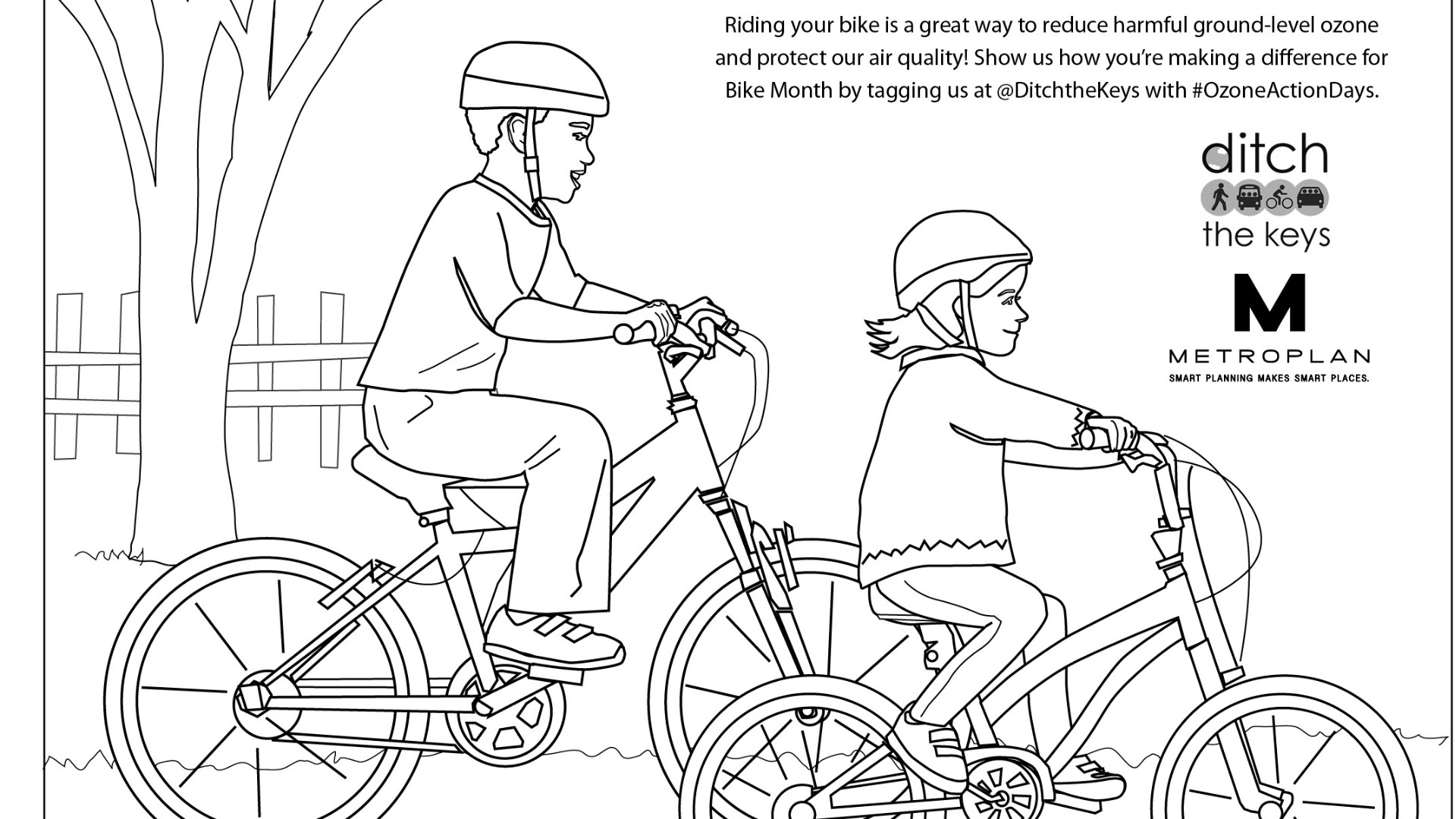 Create your own artwork or decorate these coloring sheets and then hang it up in your window so families walking or biking by can spot them.