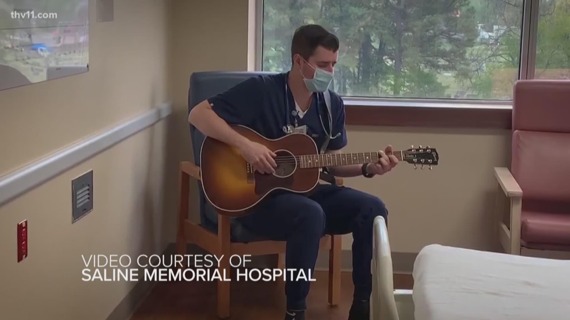 Nurse Mike Stramiello said the coronavirus had patients and staff feeling the tension at the hospital. So, he pulled out his guitar and sang a couple tunes.