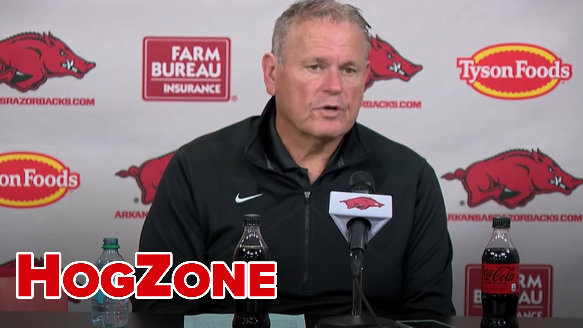 Arkansas head coach Sam Pittman speaks to the media following the Razorbacks' 20-10 loss to the Texas Longhorns.