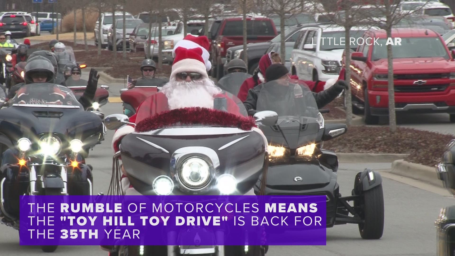 Around 2,000 bikers teamed up with the Marines and their Toys For Tots program.