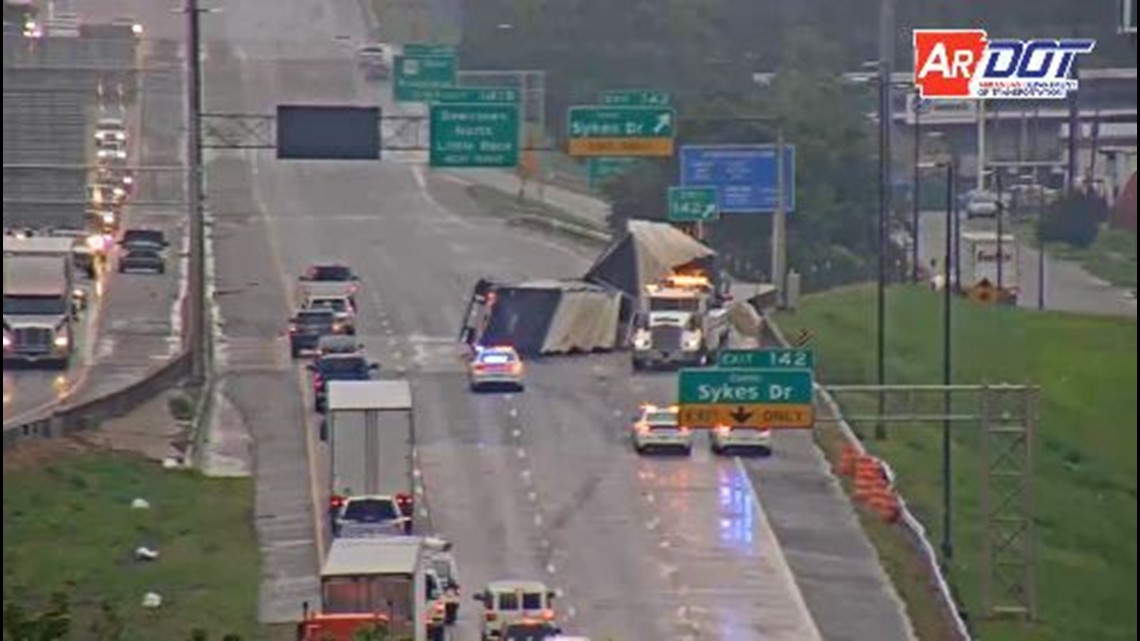 Major rollover accident involving semi-truck on I-30 ...